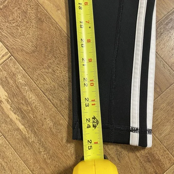 Adidas Climalite Leggings Side Pocket Women's Small Black White Stripe - Picture 4 of 11